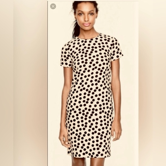 J. Crew Polka Dot Short Sleeve Shift Mini - Midi Dress - Picture 1 of 14